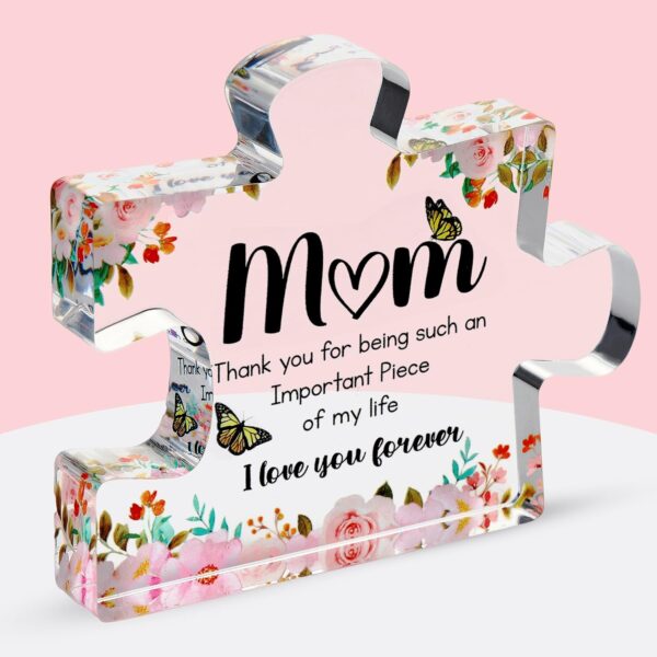 Gifts for Mom - Cute Engraved Acrylic Block Puzzle Piece - Adorable Mum Gift from Son, Daughter - Fun Christmas, Mothers Day, Retirement Gift Idea - Fancy...